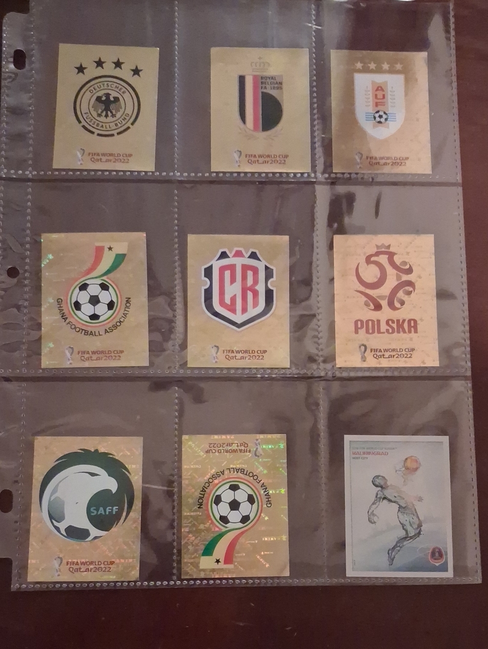FIFA World Cup 2022 -8 Gold-47 Blue and 5 Red Panini Stickers.Great Condition.